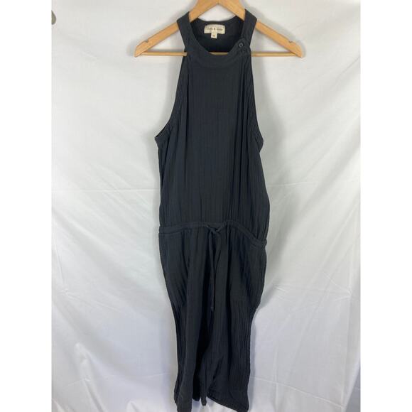 Cloth & Stone Grey Gauze Halter Hight Neck Jumpsuit Size Medium - Picture 3 of 8